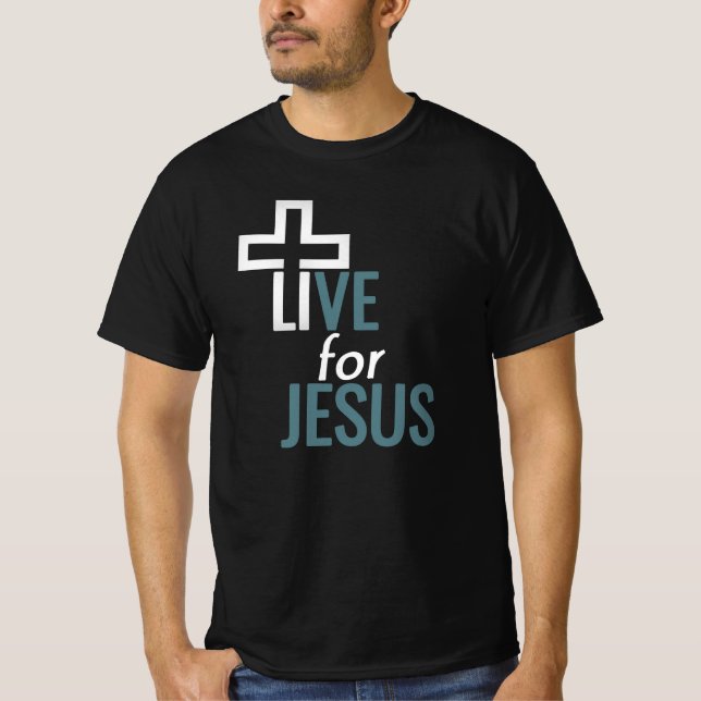 Christelijk heren T-shirt - Live for Jesus (Front)