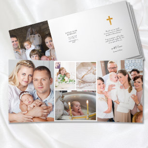 Christening 6 Photo Thank You Tri-Fold Card
