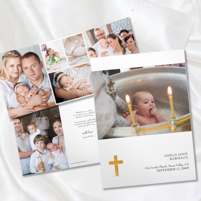 Christening 7 Photo Thank You Tri-Fold Card (Creator Uploaded)