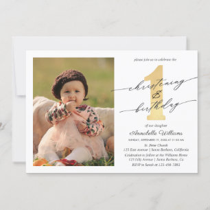 Christening And First Birthday Photo Invitation