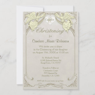Christening   Angel Monogram Invitation