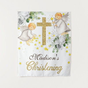 Christening Angels Gold Glitter Gender Neutral Tapestry
