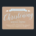 Christening Banner Baptism Invitation - Blue<br><div class="desc">Invite your friends and family to witness your child's momentous event with these Precious Script Baptism Invitation. Also available in more colours. Matching thank you cards available. {berryberrysweet.com}</div>