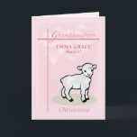 Christening Birthday Personalize Granddaughter Card<br><div class="desc">A beautiful keepsake card for your granddaughter on her Baptism Birthday! Add her name and the date on this sweet pink card. A lamb is standing next to the cross.</div>