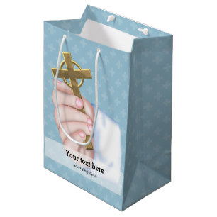 Christening * choose background colour medium gift bag