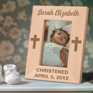 Christening Cross Custom Name and Date Etched Frames