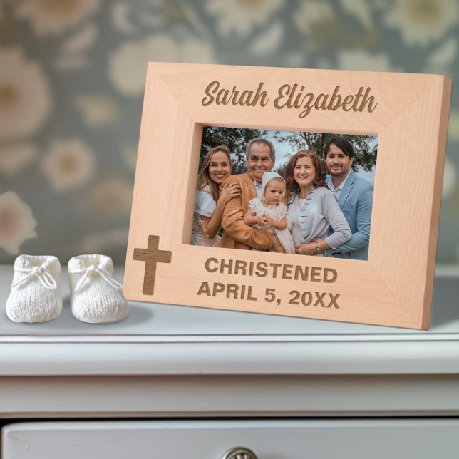 Christening Cross Custom Name and Date Etched Frames (Creator Uploaded)