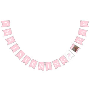 Christening Cross Girl Pink Photo Bunting