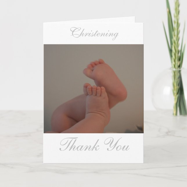 Christening Cross Insert Photo Thank You Cards (Front)