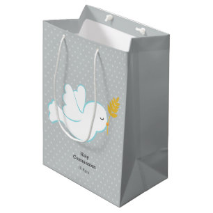 Christening dove * choose background colour medium gift bag