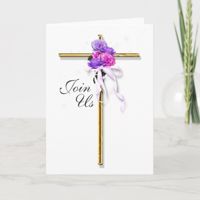 Christening girl pink invitation PERSONALIZE (Front)