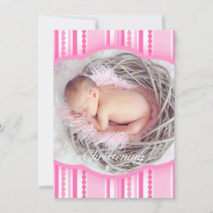 Christening girls photo announcement invitation