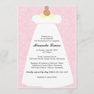 Christening Gown (Pink) Baptism Invitation