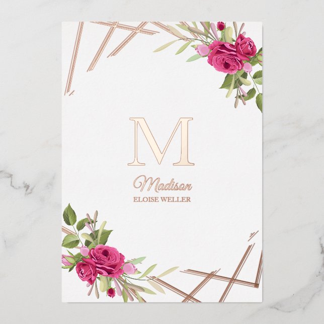 Christening Initial  Botanical Geometric Shape (Front)