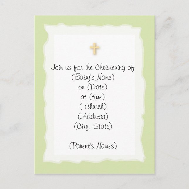 Christening Invitation Postcard (Front)