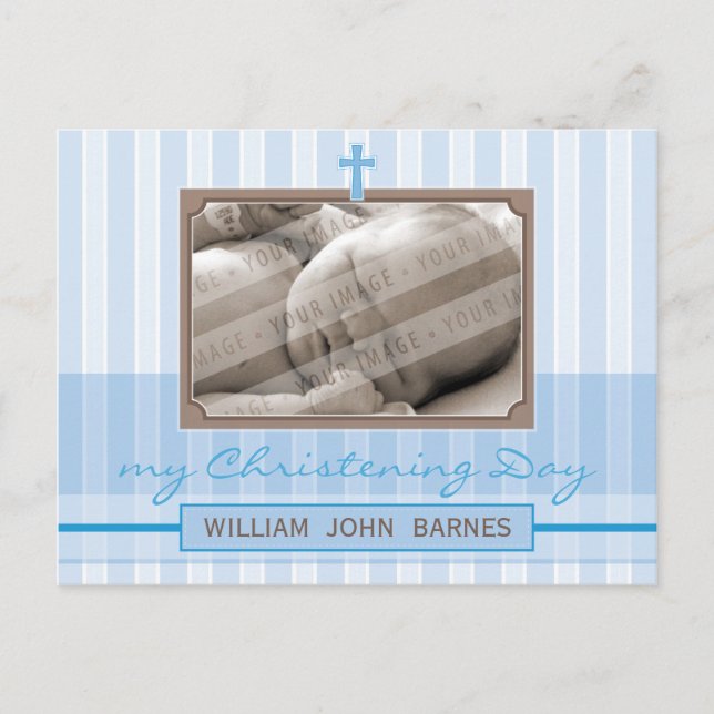CHRISTENING INVITATION :: stylish stripe 1 Postcard (Front)