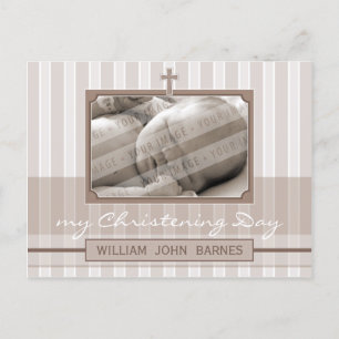 CHRISTENING INVITATION :: stylish stripe 2 Postcard