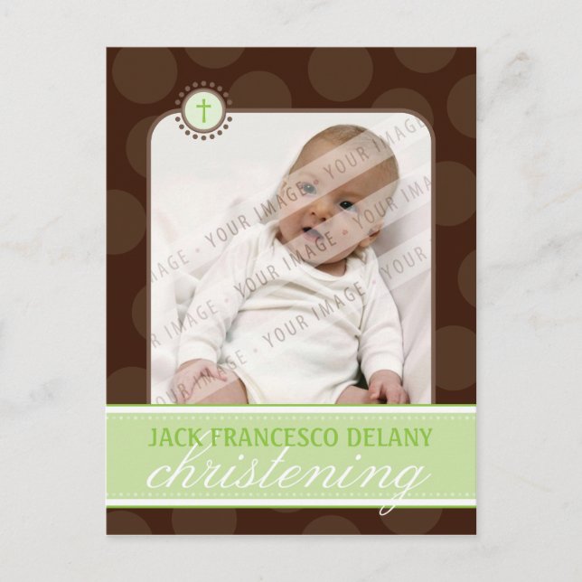 CHRISTENING INVITE :: polka dot - lime green (Front)