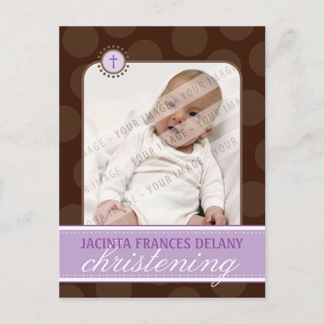CHRISTENING INVITE :: polka dot - violet (Front)