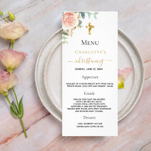 Christening Menu rose gold blush pink floral girl