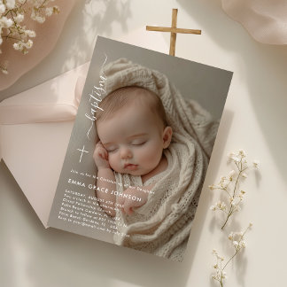 Christening | Overlay Photo Gender Neutral Baptism Invitation