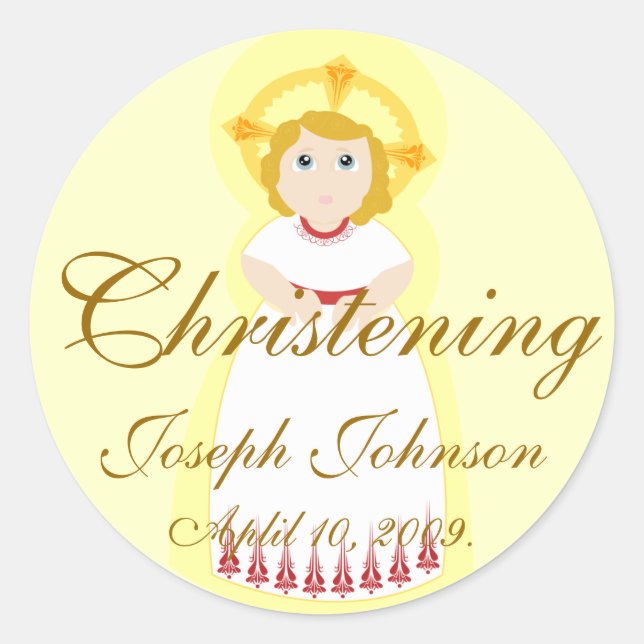 Christening Sticker-Customise Classic Round Sticker (Front)