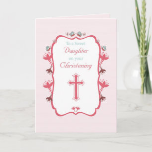 Christening Sweet Daughter on Pink Card