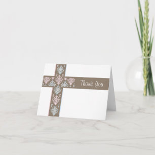Christening Thank You Card Twins