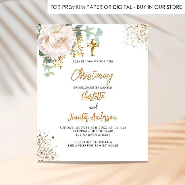 Christening twins eucalyptus budget invitation (Creator Uploaded)