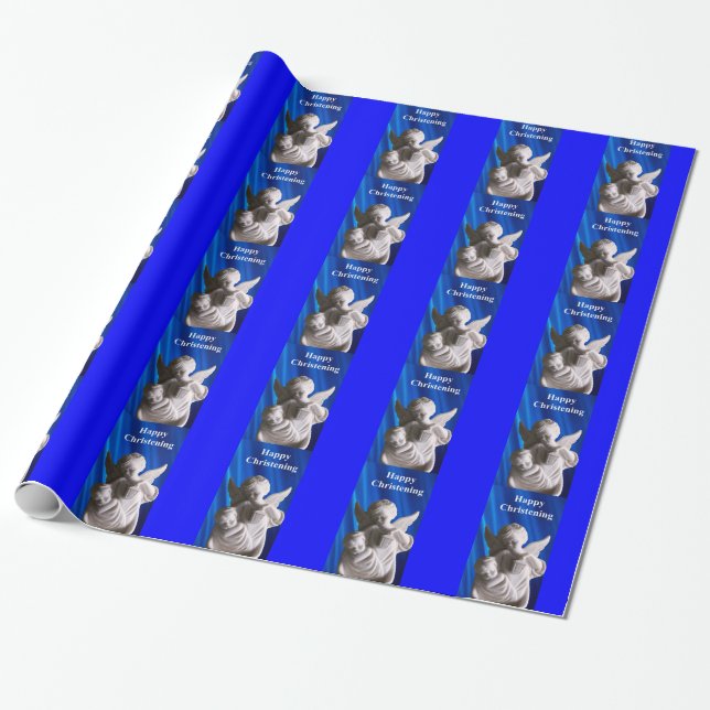 Christening wrapping paper for boys (Unrolled)
