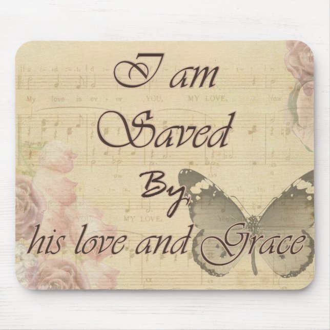 Christiaity quotes bible - Saved by his grace Mouse Pad (Front)