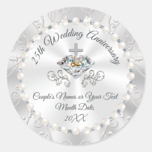 Christian 25th Anniversary Stickers for Envelopes