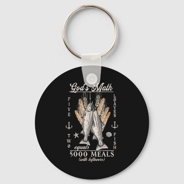 Christian 2 Fishes 5 Breads 5000 Against _2  Key Ring (Front)