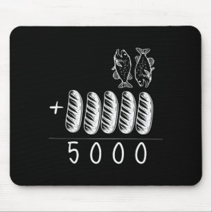 Christian 2 Fishes 5 Breads 5000 Against Mouse Pad