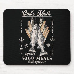 Christian 2 Fishes 5 Breads 5000 Against Mouse Pad
