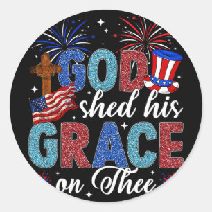 Christian 4th Of July God Shed His Grace On Thee 4 Classic Round Sticker