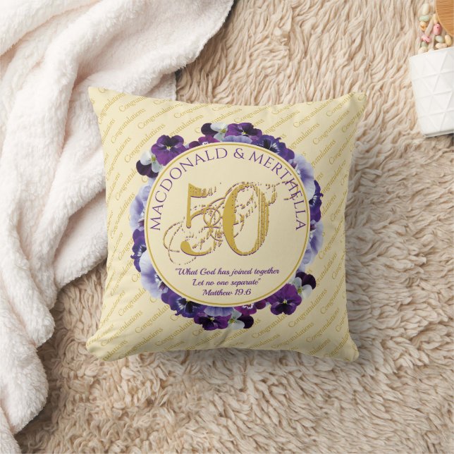 Christian | 50th GOLDEN Wedding Anniversary Cushion (Blanket)