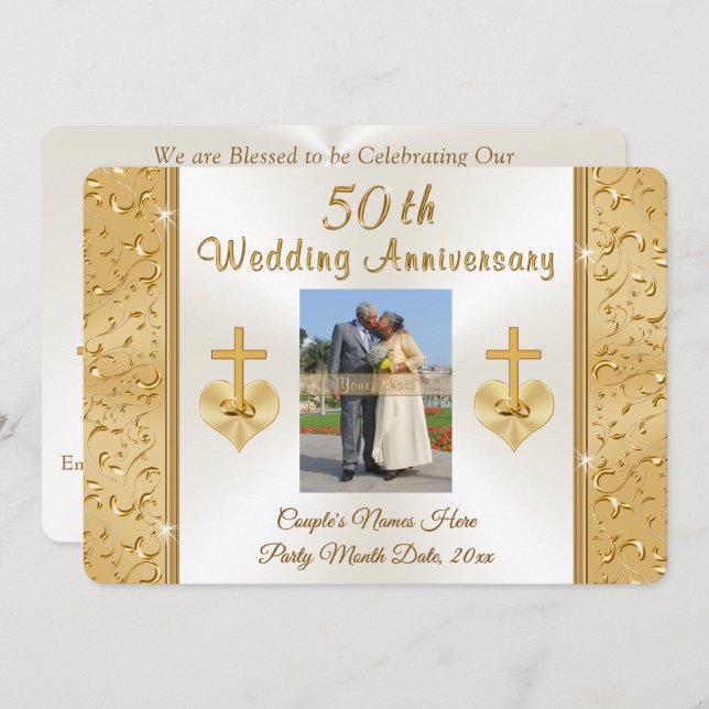Christian 50th Wedding Anniversary Invitations (Front/Back)