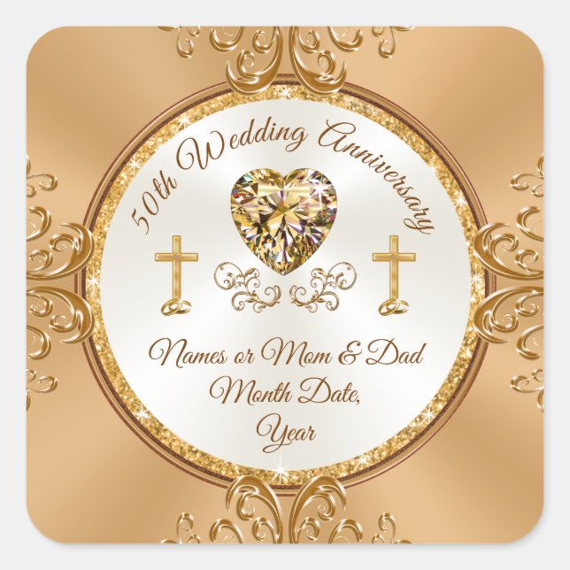 Christian 50th Wedding Anniversary Stickers (Front)