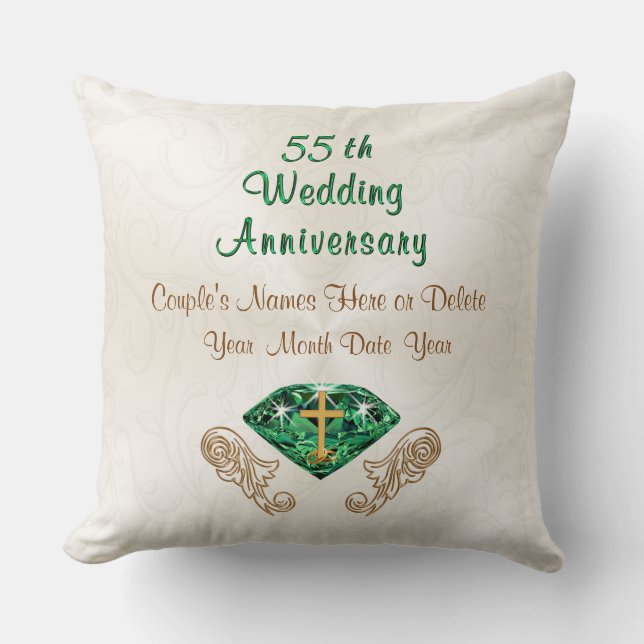 Christian 55th Wedding Anniversary Gift Ideas Cushion (Front)