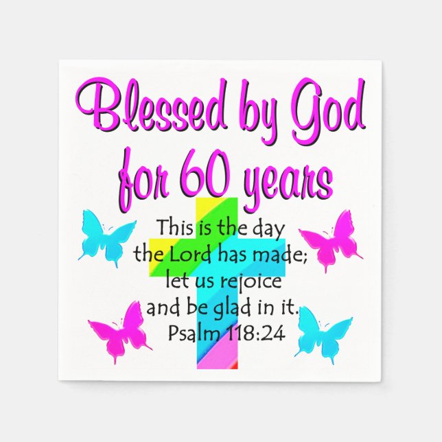 CHRISTIAN 60 YEAR OLD PRAYER NAPKIN (Front)