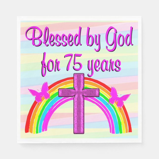 CHRISTIAN 75TH BIRTHDAY PAPER PARTY NAPKINS (Front)