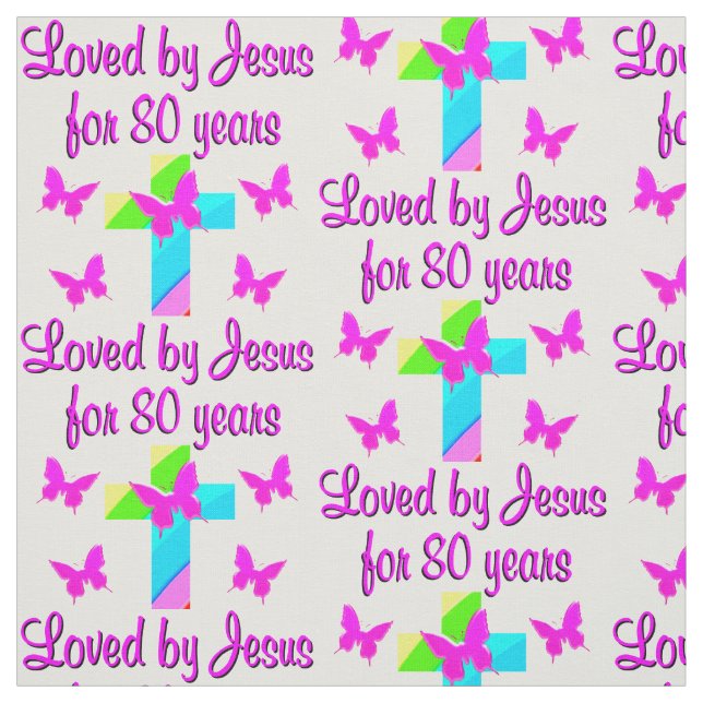 CHRISTIAN 80TH BIRTHDAY CROSS DESIGN FABRIC (Swatch)