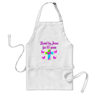 CHRISTIAN 80TH BIRTHDAY CROSS DESIGN STANDARD APRON