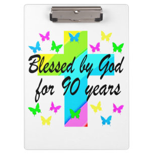 CHRISTIAN 90TH BIRTHDAY PRAYER DESIGN CLIPBOARD