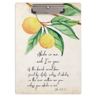 Christian Abide Fruitful Oranges Clipboard