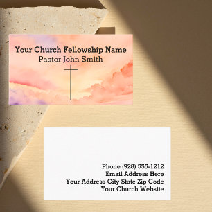 Christian Abstract Orange Sky Cross Church  Business Card