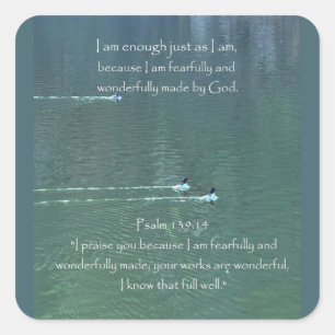 Christian Affirmation Quote & Corresponding Bible  Square Sticker