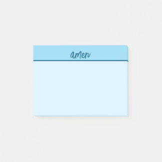 Christian AMEN Sticky Notepad Blue Typology Art