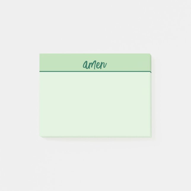 Christian AMEN Sticky Notepad Green Typology Art (Front)